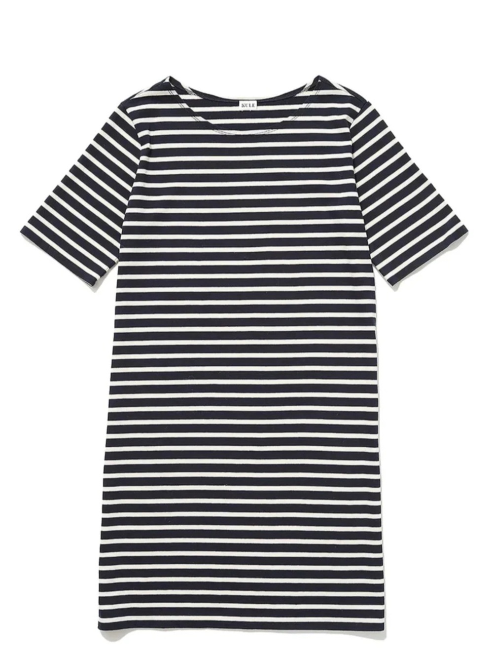 KULE Navy and White Striped Short Sleeve Dress